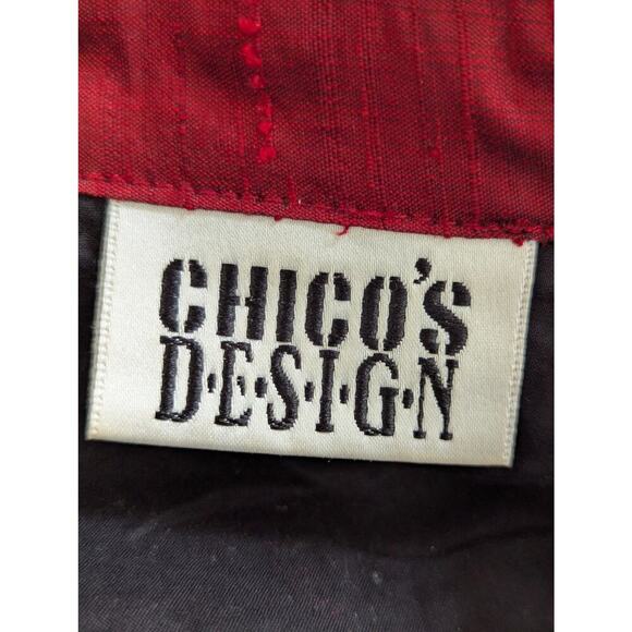 NWOT! CHICO'S! SILK! SHADES OF RED PATCHWORK BEAD/EMBROIDER TOP JACKET! SZ 10/12 - Picture 6 of 10